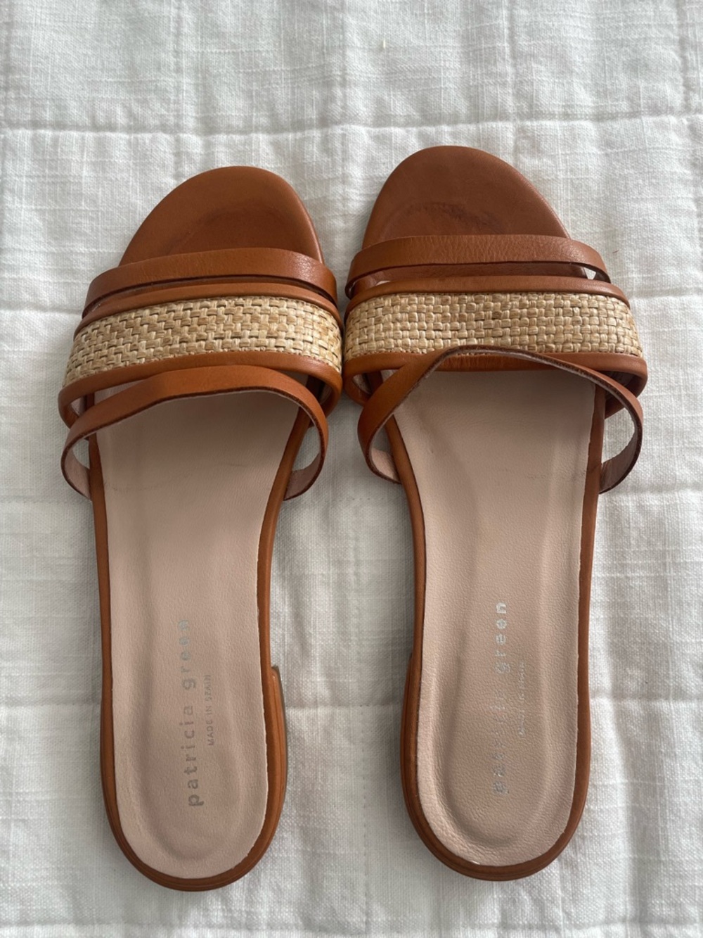 Patricia Green Amalfi raffia & leather flat sandal